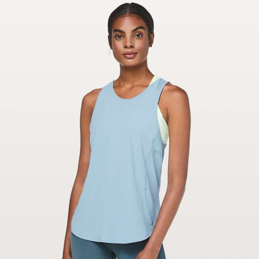 Lululemon Sculpt II Tank Size 6 | Light Blue Mesh Racerback Athletic Tank
